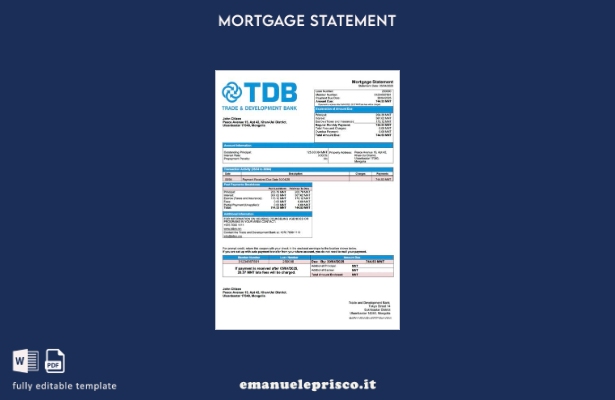 modello Word e PDF di estratto conto ipotecario della Mongolia per il commercio 